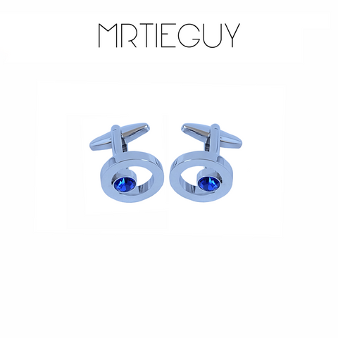 BLUE GEM SILVER CUFFLINKS - MR TIE GUY - For The Daring & Dapper™