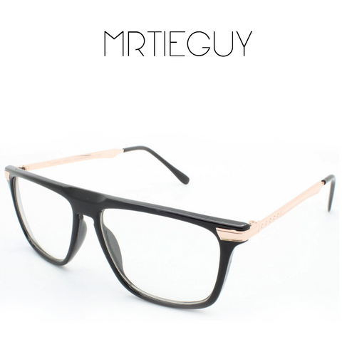 UNISEX BLACK AND GOLD FRAME GLASSES - MR TIE GUY - For The Daring & Dapper™