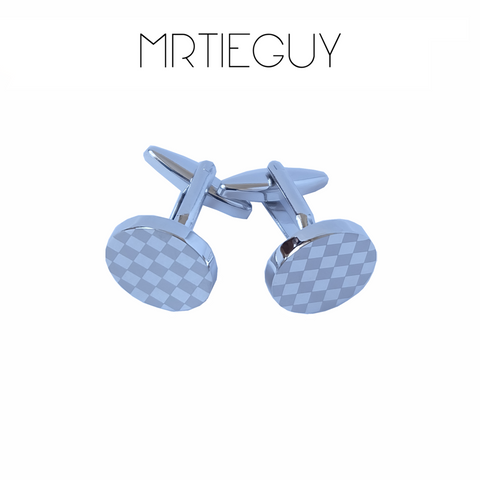 ROUND SILVER CHECKERED CUFFLINKS - MR TIE GUY - For The Daring & Dapper™