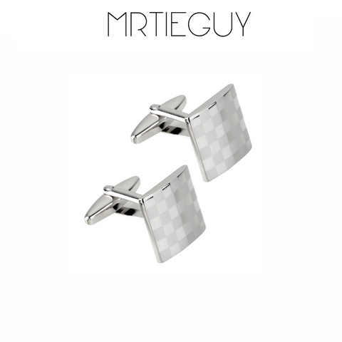 SILVER CHECKERED CUFFLINKS - MR TIE GUY - For The Daring & Dapper™